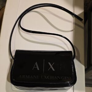Armani Exchange Black Patent Crossbody Bag